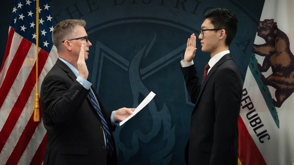 Peter Park Swearing in with Tim Ward (Courtesy: Tulare County District Attorney)