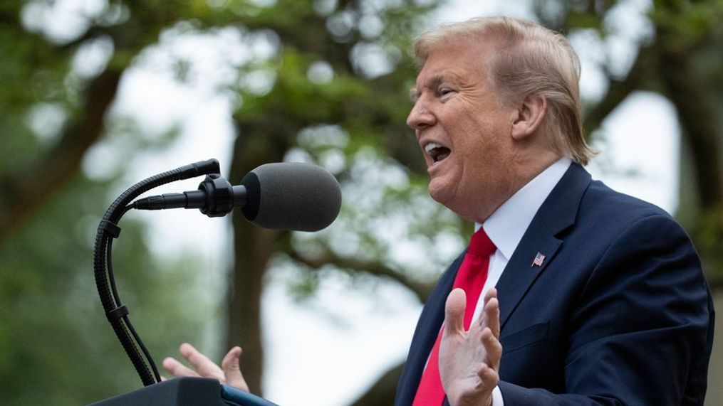 President Donald Trump speaks about the coronavirus in the Rose Garden of the White House, Tuesday, April 14, 2020, in Washington. (AP Photo/Alex Brandon)