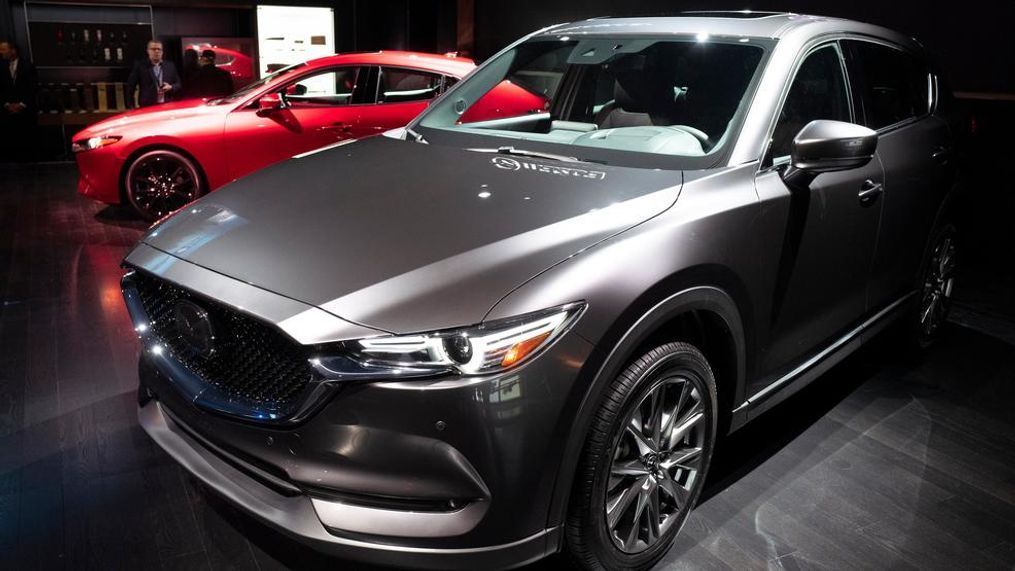 FILE - In this April 17, 2019 file photo, the 2019 Mazda CX-5 is shown at the New York Auto Show. (AP Photo/Mark Lennihan, File)