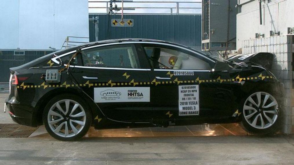 The NHTSA gives the Tesla Model 3 an overall 5-Star rating but wants the automaker to stop saying its the safest car ever tested. (Image courtesy of the National Highway Traffic Safety Administration)