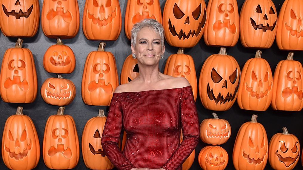 Jamie Lee Curtis arrives at the world premiere of "Halloween Ends," Tuesday, Oct. 11, 2022, at TCL Chinese Theatre in Los Angeles. (Photo by Jordan Strauss/Invision/AP)