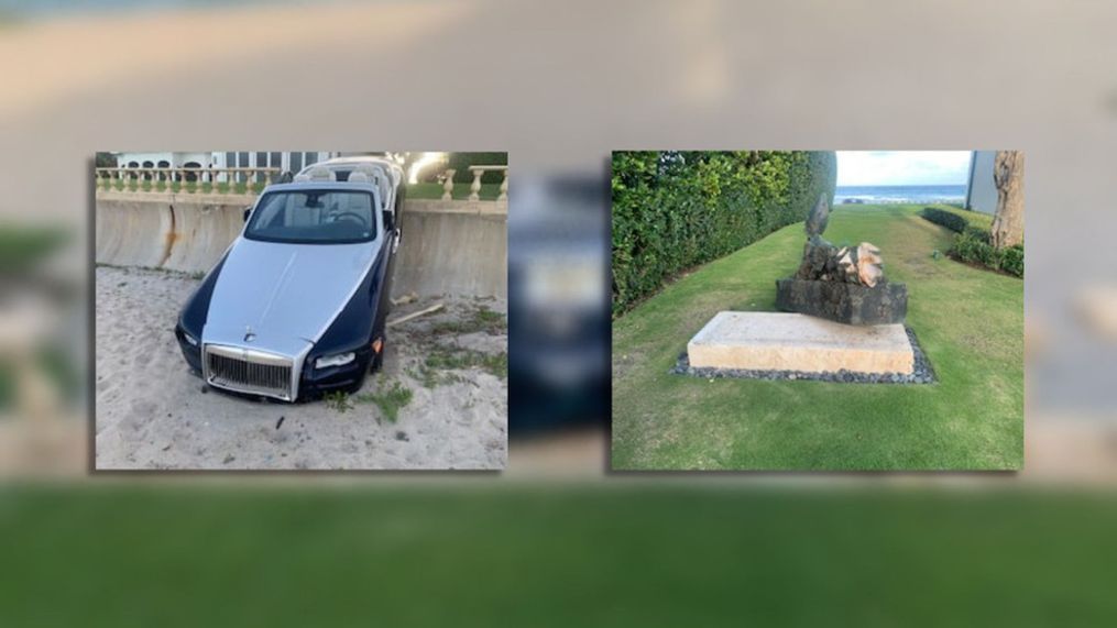 Florida woman crashes Rolls Royce into a $3M sculpture, police say (Palm Beach Police Department)