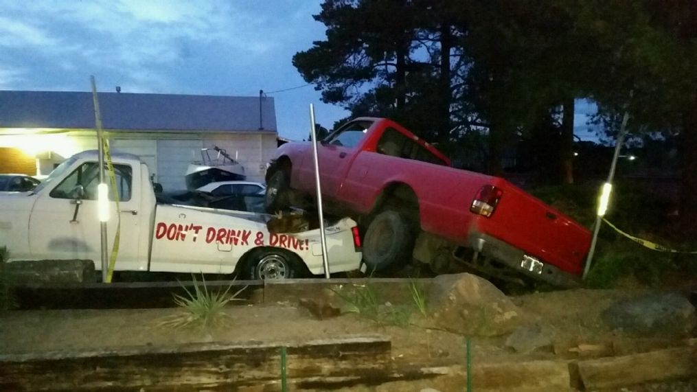 DUII crash at Denis Lafferty's body shop in Salem, Ore. on Saturday, June 18, 2016. (Courtesy Denis Lafferty)