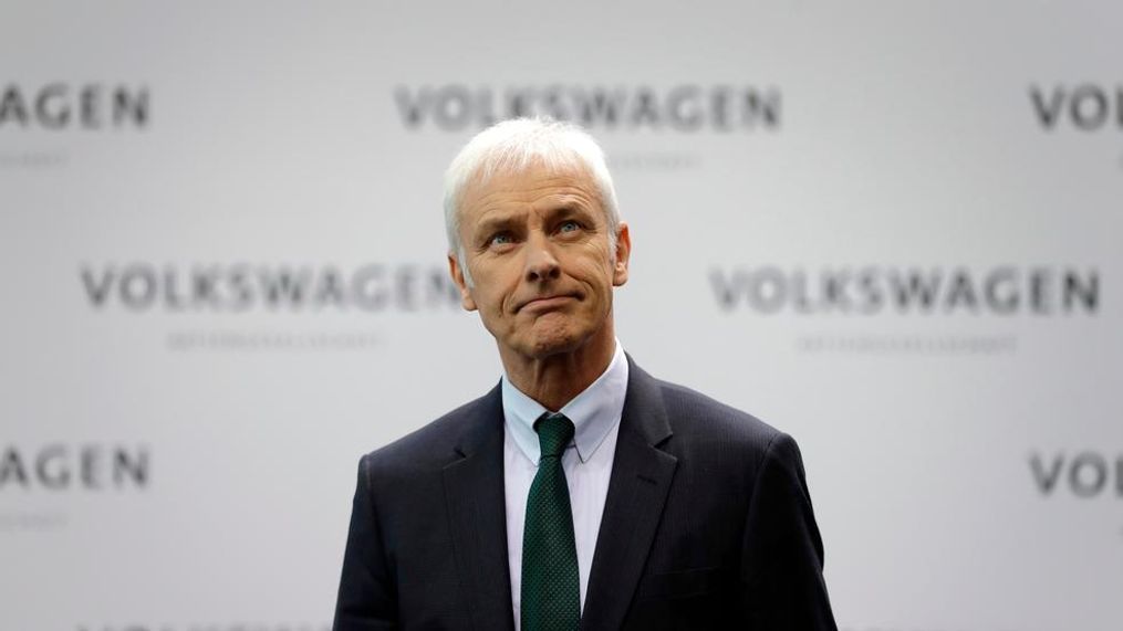 In this March 14, 2017, file photo Matthias Mueller, CEO of Volkswagen, looks up as he arrives for a press conference of the German Volkswagen company in Wolfsburg, Germany. Volkswagen Aktiengesellschaft said in an ad-hoc April 10, 2018 that it considers a further development of the management structure of the Group, which would also be associated with personnel changes in the Board of Management and could also include a change in the position of the chairman of the Board of Management  (AP Photo/Michael Sohn, file)