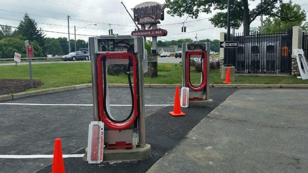 Tesla Supercharger site in Newburgh, New York, under construction - June 2015
