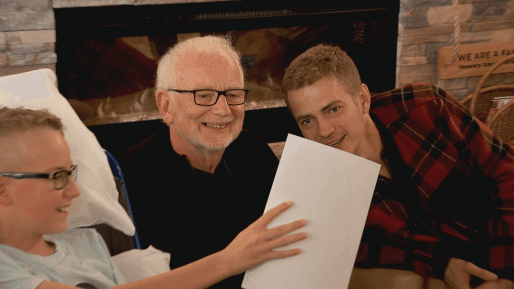 Actors Ian McDiarmid (Emperor Palpatine) and Hayden Christensen (Anakin Skywalker/Darth Vader) of Star Wars fame visit with kids and their families at Primary Children's Hospital in Salt Lake City, Utah on September 5. 2019. (Photo: KUTV)