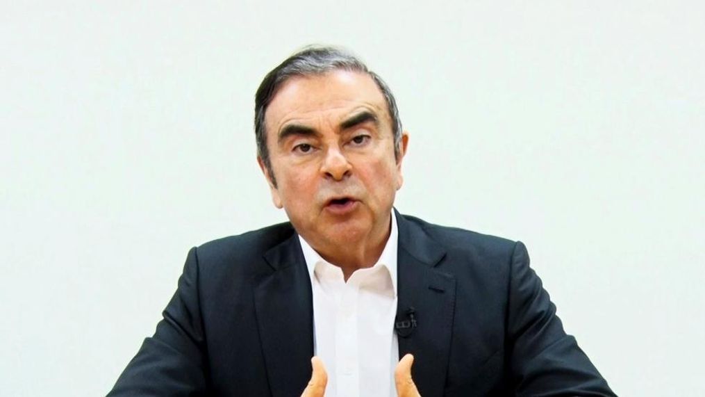 In this image made from video released by Carlos Ghosn via his lawyer Tuesday, April 9, 2019, former Nissan chairman Ghosn speaks on camera in Tokyo.{&nbsp;} (Carlos Ghosn via AP)