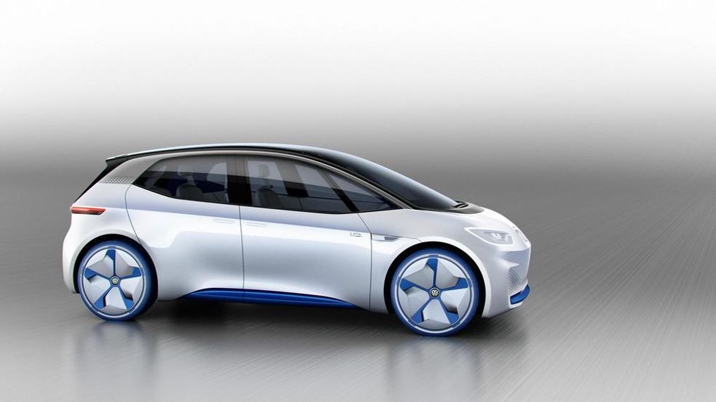 The compact Volkswagen I.D. concept car, introduced at the 2016 Paris Motor Show, started the countdown for a new electrified era for the automaker. (Image courtesy of Volkswagen USA)