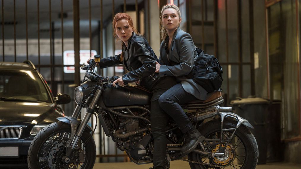 Scarlett Johansson as Black Widow/Natasha Romanoff and Florence Pugh as Yelena in Marvel Studios' BLACK WIDOW. Photo by Jay Maidment. ©Marvel Studios 2020. All Rights Reserved. (Photo: Marvel Studios)