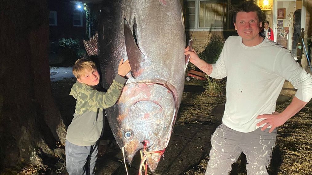 The massive bluefin tuna was about nine-and-a-half feet long and weighed around 1,000 pounds. (Credit: Josiah VanFleet)