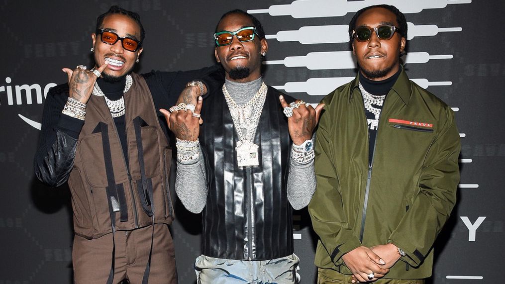 Quavo, Offset, and Takeoff of Migos attend the Spring/Summer 2020 Savage X Fenty show, presented by Amazon Prime, at the Barclays Center on Tuesday, Sept, 10, 2019, in New York. (Photo by Evan Agostini/Invision/AP)