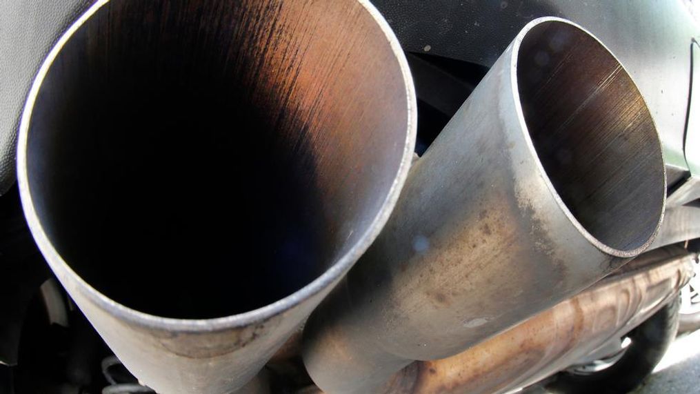 In this 2017 file photo, the exhaust pipes of a VW Diesel car are photographed in Frankfurt, Germany. The chairman of Volkswagen says that diesel exhaust tests involving monkeys were "totally incomprehensible" and the matter must be "investigated fully and unconditionally." Monday's comments by Hans Dieter Poetsch, reported by the dpa news agency, come in the wake of a report by the New York Times that a research group funded by auto companies exposed monkeys to diesel exhaust from a late-model Volkswagen, while another group was exposed to fumes from an older Ford pickup. (AP Photo/Michael Probst, file){p}{/p}