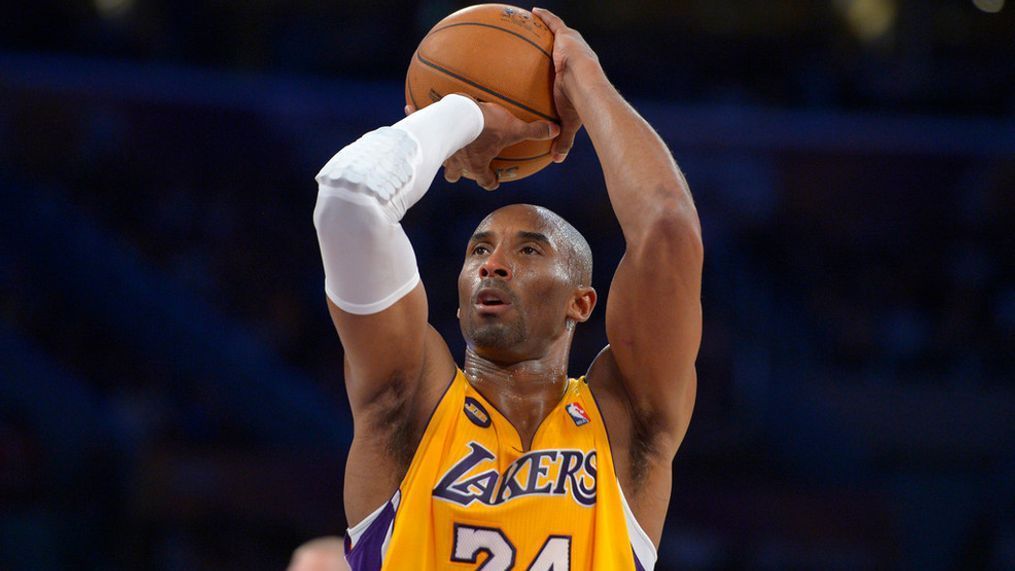 FILE - Los Angeles Lakers guard Kobe Bryant shoots a free throw during an NBA basketball game against the Golden State Warriors on April 12, 2013, in Los Angeles. (AP Photo/Mark J. Terrill, File)