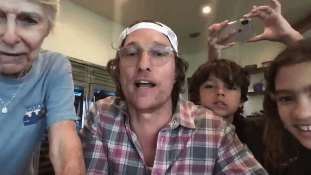 Matthew McConaughey and his family hosted a virtual bingo game for the residents at The Enclave at Round Rock Senior Living over the weekend (Photo/video courtesy: The Enclave at Round Rock Senior Living){p}{/p}