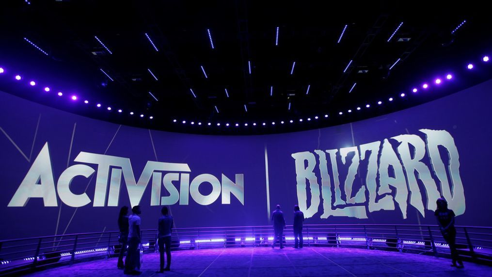 FILE - The Activision Blizzard Booth during the Electronic Entertainment Expo in Los Angeles, June 13, 2013. British regulators have blocked Microsoft's $69 billion deal to buy videogame maker Activision Blizzard over worries that it would stifle competition in the cloud gaming market. (AP Photo/Jae C. Hong, File)