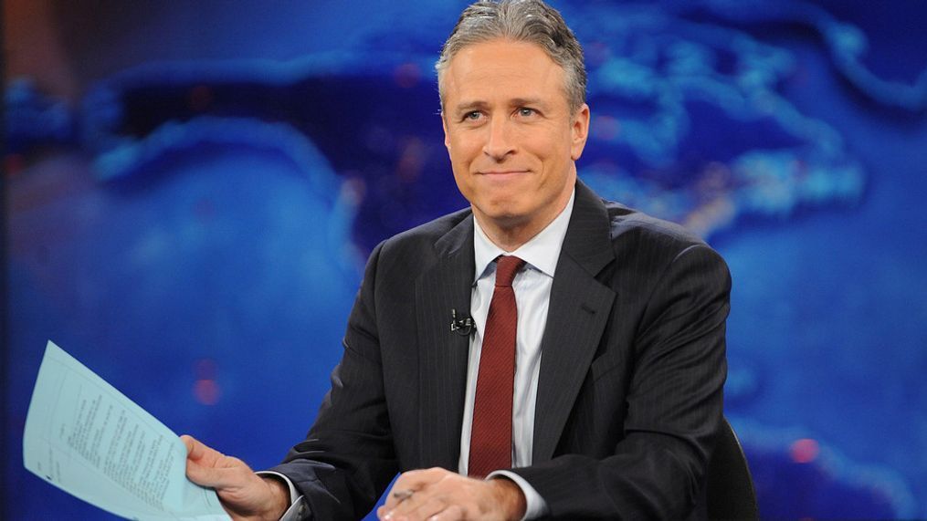 FILE - Ttelevision host Jon Stewart during a taping of "The Daily Show with Jon Stewart" in New York, Nov. 30, 2011. Stewart is the latest recipient of the Mark Twain prize for lifetime achievement in comedy, an honor being bestowed Sunday, April 24, 2022, at the Kennedy Center for the Performing Arts. (AP Photo/Brad Barket, File)