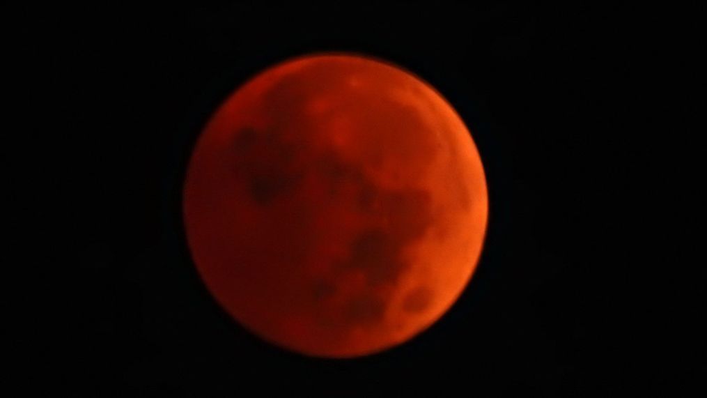 A total blood moon lunar eclipse took place on Election day--the first lunar eclipse on an Election Day in American history. (Credit: Brian Daniels via ChimeIn)