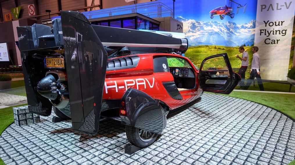 The New PAL-V Liberty a car that flies, a plane that drives is presented during the press day at the 88th Geneva International Motor Show in Geneva, Switzerland, Tuesday, March 6, 2018. (Martial Trezzini/Keystone via AP)