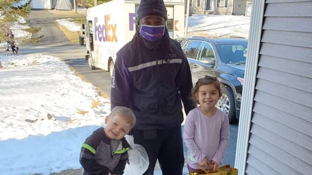 A Maine family and a FedEx driver are proof that one act of kindness goes a long way. (Courtesy of Brooke Murphy)