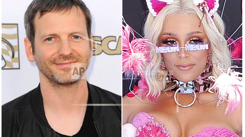 This combination photo shows Dr. Luke at the 30th Annual ASCAP Pop Music Awards in Los Angeles on April 17, 2013, left, and recording artist Doja Cat at the BET Awards in Los Angeles on June 23, 2019. Music maker Dr. Luke, born Lukasz Gottwald, is marking a comeback with the funky Doja Cat hit “Say So,” which topped this week’s Billboard Hot 100 chart thanks to its remix featuring rap queen Nicki Minaj.Instead of using his usually stage name, Luke used the moniker TREVOR TRAX. (AP Photo)