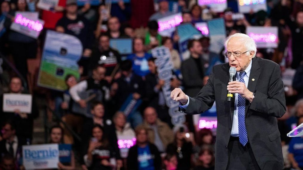 Democratic presidential candidate Sen. Bernie Sanders, I-Vt., speaks during the McIntyre-Shaheen 100 Club Dinner, Saturday, Feb. 8, 2020, in Manchester, N.H. (AP Photo/Mary Altaffer)