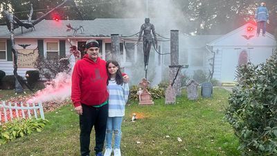 Image for story: Rhode Island man and his daughter create 'Stranger Things' Halloween display