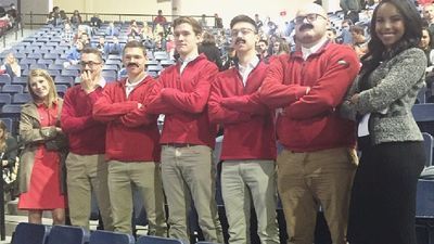 Image for story: Students dress up as Kenneth Bone at Liberty U. convocation during Pence visit