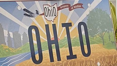 Image for story: Oops: Wright Brothers' plane backwards on new Ohio license plate