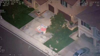 Image for story: Riverside Air Patrol spots children's chalk art thanking first responders