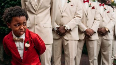 Image for story: 6-year-old boy breaks down into tears watching his mom walk down the aisle