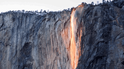 Image for story: CAUGHT ON VIDEO: Sun creates spectacular 'Firefall' in Yosemite