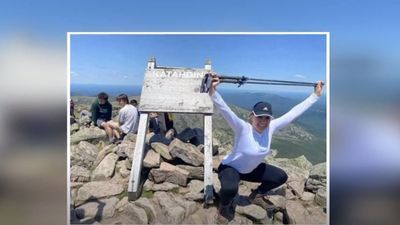 Image for story: Legally blind hiker conquers Maine's highest peak