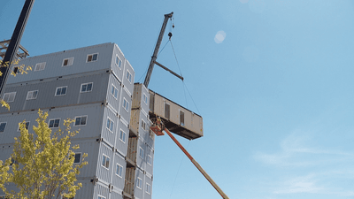 Image for story: 'Built like a tank': Utah's first shipping container apartment complex nearly complete