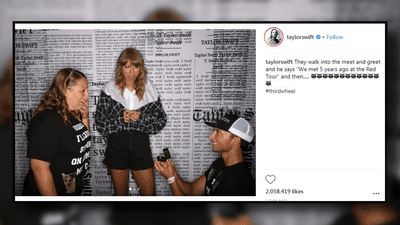 Image for story: Taylor Swift becomes the third wheel after couple gets engaged right in front of her