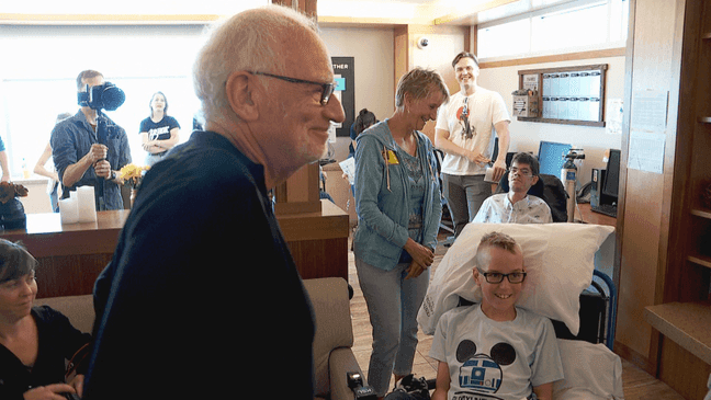 Actors Ian McDiarmid (Emperor Palpatine) and Hayden Christensen (Anakin Skywalker/Darth Vader) of Star Wars fame visit with kids and their families at Primary Children's Hospital in Salt Lake City, Utah on September 5. 2019. (Photo: KUTV)