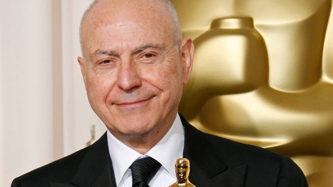 FILE - Alan Arkin poses with the Oscar he won for best supporting actor for his work in "Little Miss Sunshine" at the 79th Academy Awards Sunday, Feb. 25, 2007, in Los Angeles. (AP Photo/Kevork Djansezian, File)