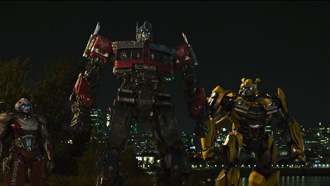 L-r, ARCEE, OPTIMUS PRIME and BUMBLEBEE in PARAMOUNT PICTURES and SKYDANCE PresentIn Association with HASBRO and NEW REPUBLIC PICTURESA di BONAVENTURA PICTURES Production A TOM DESANTO / DON MURPHY ProductionA BAY FILMS Production âTRANSFORMERS: RISE OF THE BEASTSâ