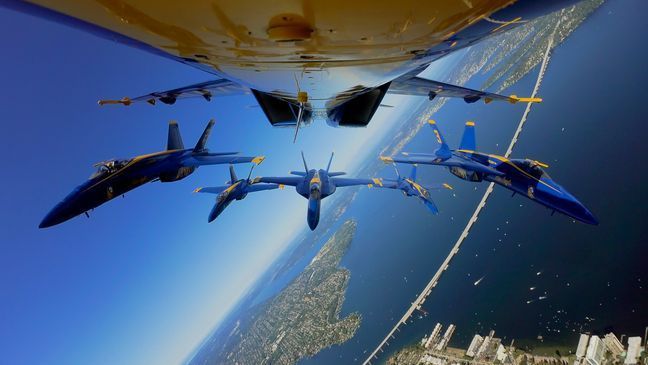 This image released by Amazon Prime shows a scene from the documentary "The Blue Angels." (Amazon Prime via AP)