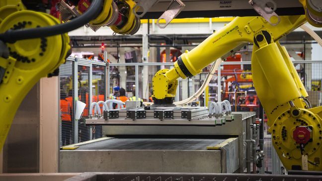 A GMC Carbon Pro box goes through production at the Continental Structural Plastics plant in Huntington, Indiana. (Photo by Jeffrey Sauger for GMC)