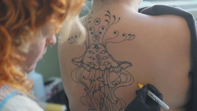 In fulfilling a lifelong dream of becoming a tattoo artist, Talya Alsberg was particularly drawn to the practice’s sacred origins. (Photo: Emily Faber, The National Desk)