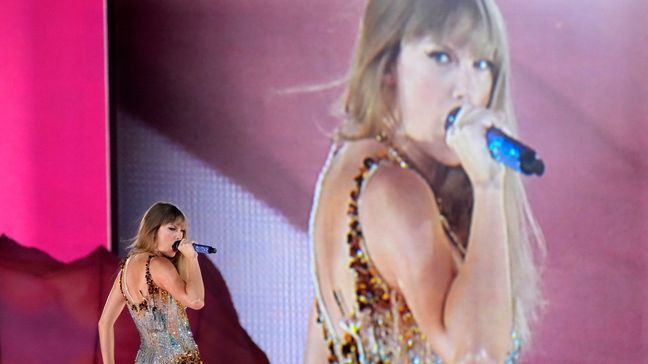 FILE - Taylor Swift performs during "The Eras Tour" in Los Angeles on Aug. 7, 2023.  Swift is releasing her "Taylor Swift: The Eras Tour" concert film on Oct. 13. (AP Photo/Chris Pizzello, File)