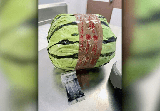 Image for story: Produce shipment from Mexico was full of fake watermelons carrying 4,500 pounds of meth