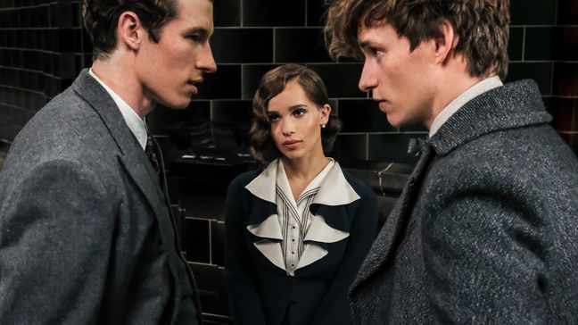 {p}{&nbsp;}(L-R) CALLUM TURNER as Theseus Scamander, ZOË KRAVITZ as Leta Lestrange and EDDIE REDMAYNE as Newt Scamander in Warner Bros. Pictures' fantasy adventure "FANTASTIC BEASTS: THE CRIMES OF GRINDELWALD,” a Warner Bros. Pictures release. (Photo: Warner Bros.){br}{/p}