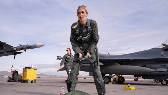 U.S. Air Force 2nd Lt. Madison Marsh, prepares for her familiarization flight at Nellis Air Force Base, Nevada, Dec. 19, 2023. (U.S. Air Force photo by William R. Lewis)