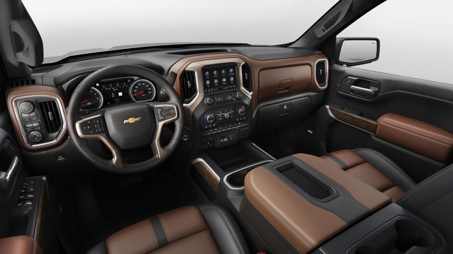 The all-new 2019 Silverado High Country interior features more passenger room, more storage space and more functionality 2019 Chevrolet Silverado (Image courtesy of General Motors)