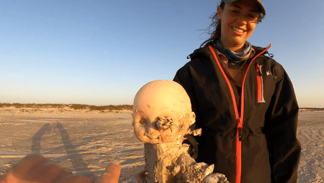 Beware of creepy dolls that wash ashore the Texas beaches this summer (Photo Courtesy of University of Texas Marine Science Institute)