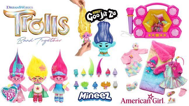 Holiday Gift Guide 2023: Trolls Band Together (Photo: DreamWorks, Heroes og Goo Jit Zu, Scruff A Luvs, Mineez, American Girl)