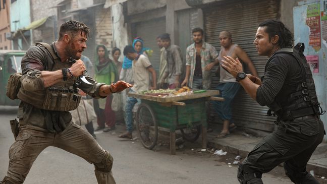 EXTRACTION, 2020Chris Hemsworth as Tyler Rake and Randeep Hooda as Saju in Extraction. (Photo: Jasin Boland/NETFLIX)