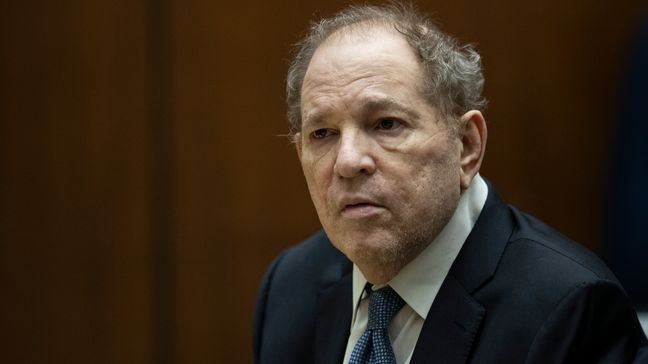 FILE - Former film producer Harvey Weinstein appears in court at the Clara Shortridge Foltz Criminal Justice Center in Los Angeles, Calif., on Oct. 4 2022. (Etienne Laurent/Pool Photo via AP, File)