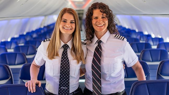 Southwest Airlines' first Mother/Daughter Pilot duo, Keely (left) and Holly Petitt. (Photo: Southwest Airlines Co. | Schelly Stone)